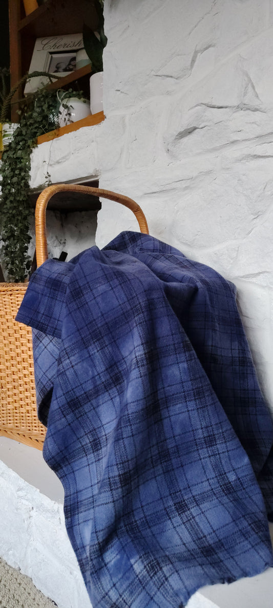 Navy Hand Dyed Glen Plaid Wool