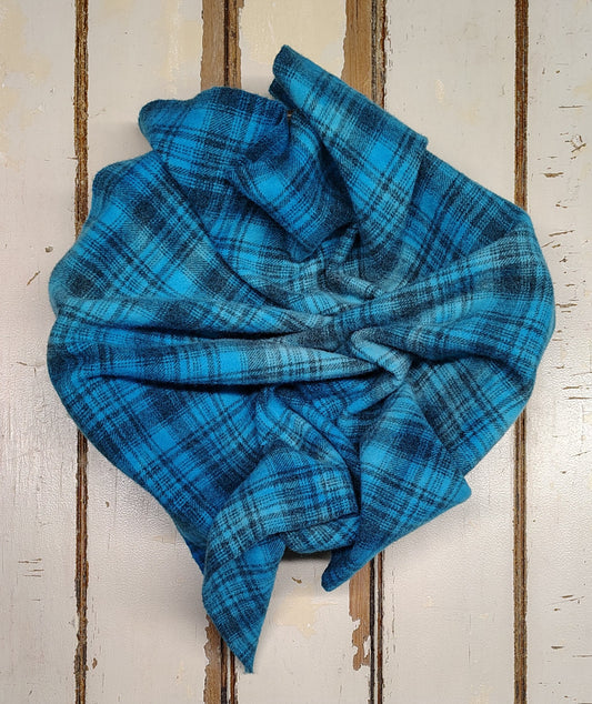 Dazzling Blue Hand Dyed Plaid Wool (Medium)