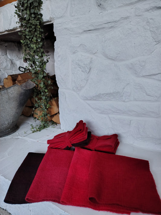 Bright Red Hand Dyed Wool Fat Sixteenth Bundle