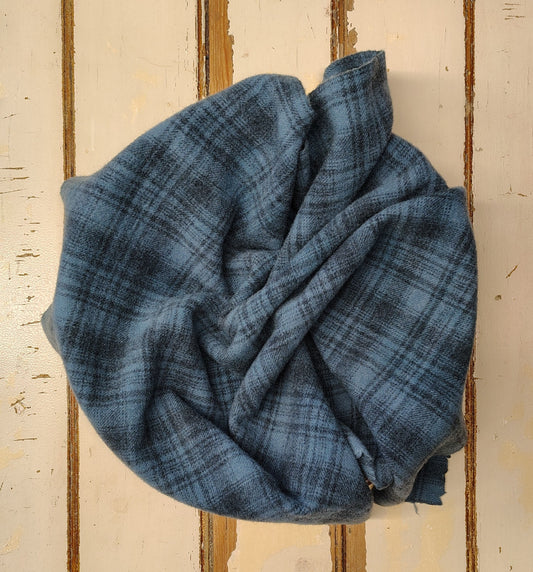 Teal Hand Dyed Plaid Wool (Medium) (Wholesale)