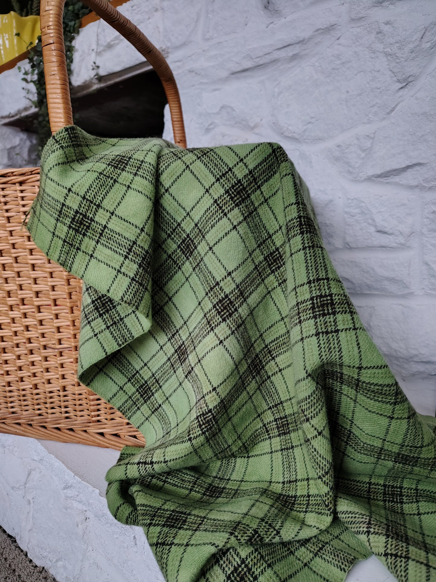 Moss Hand Dyed Glen Plaid Wool