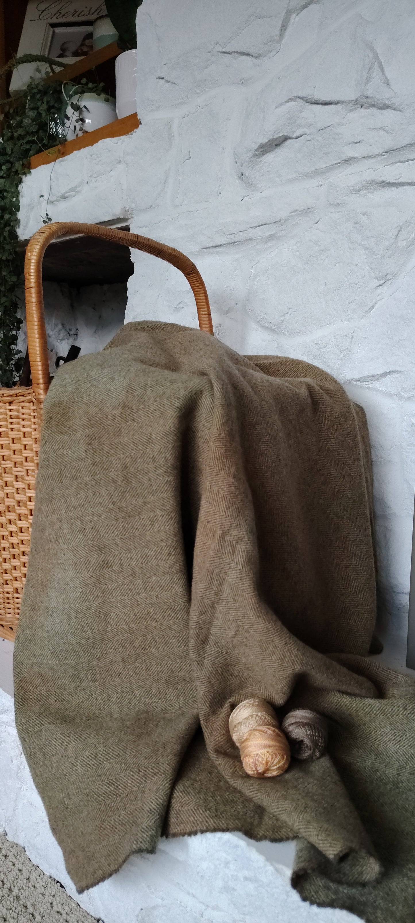 Tan Hand Dyed Herringbone Wool