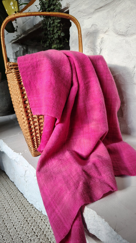 Raspberry Sorbet Hand Dyed Plaid Wool