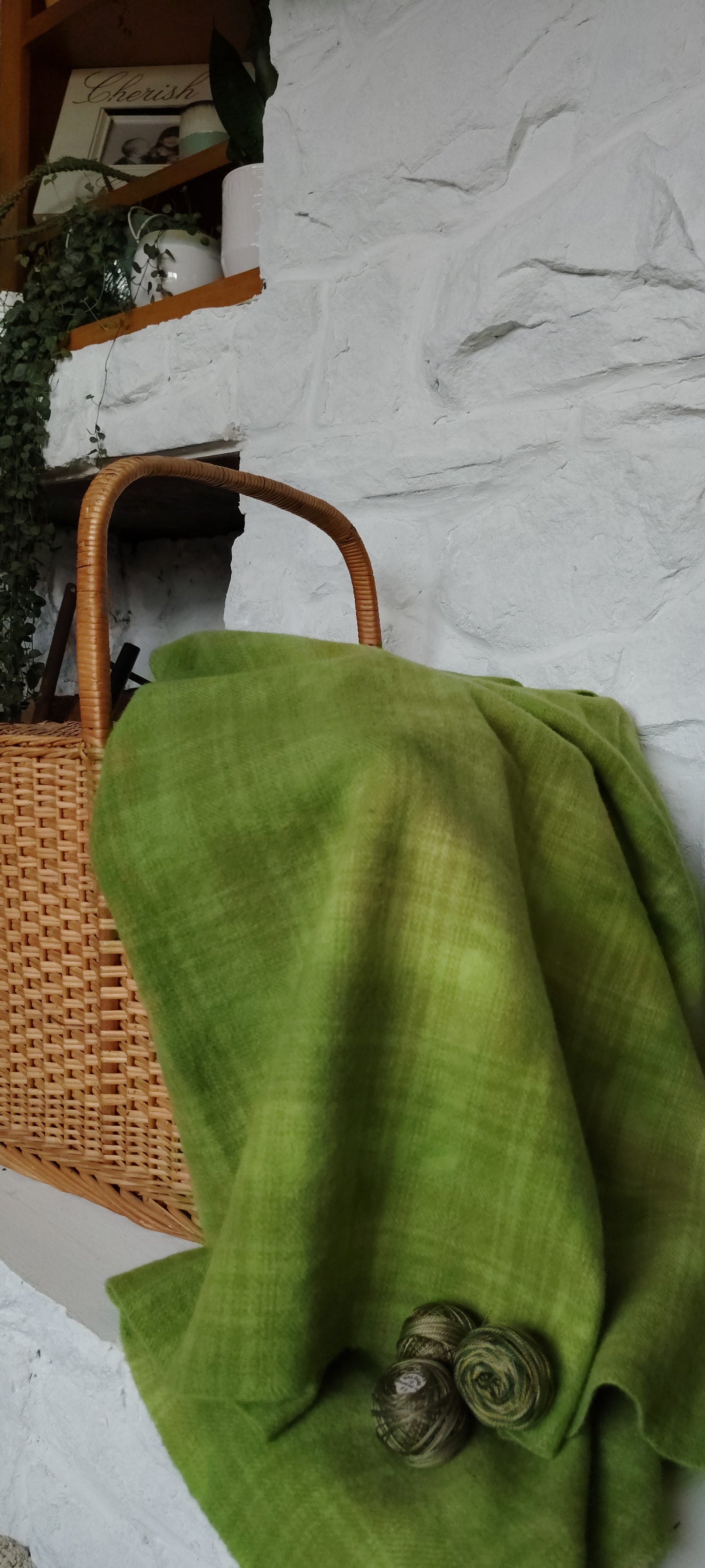 Avocado Hand Dyed Plaid Wool