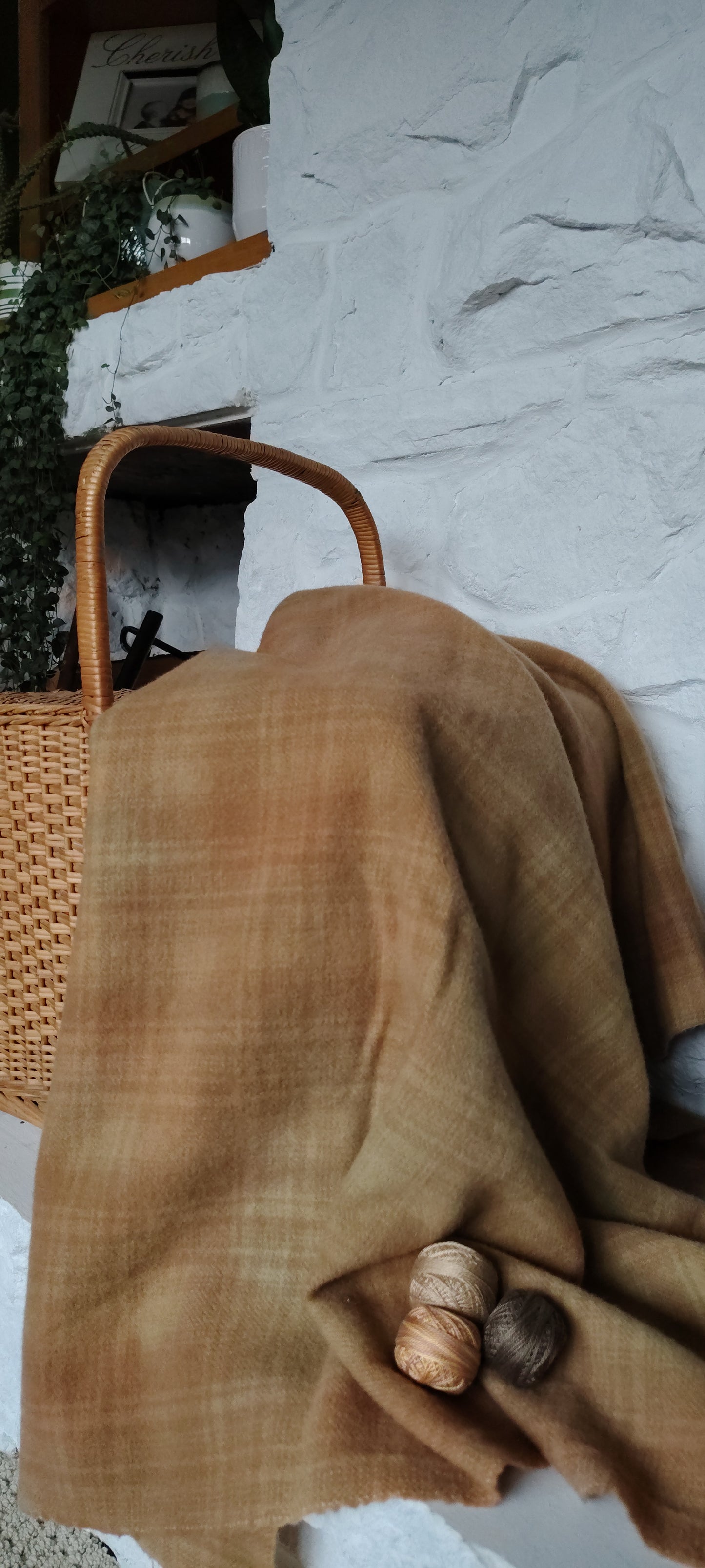 Tan Hand Dyed Plaid Wool
