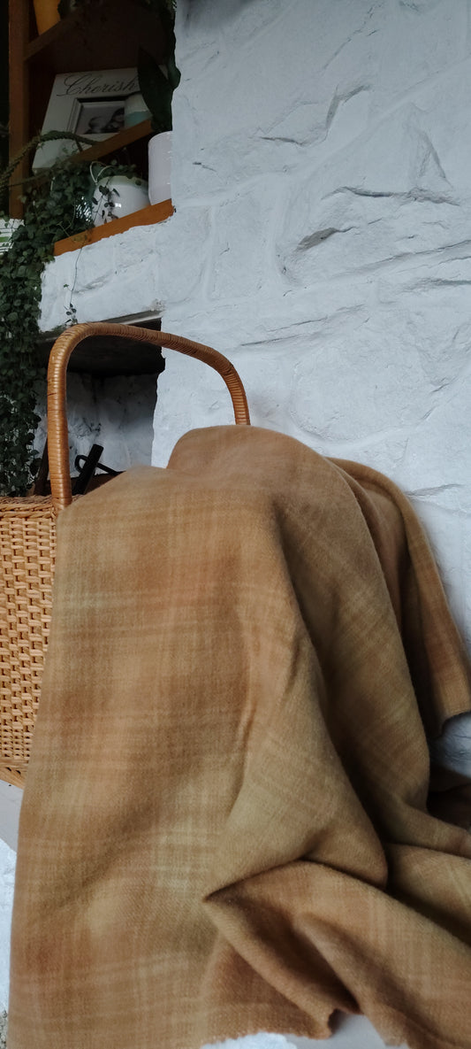 Tan Hand Dyed Plaid Wool