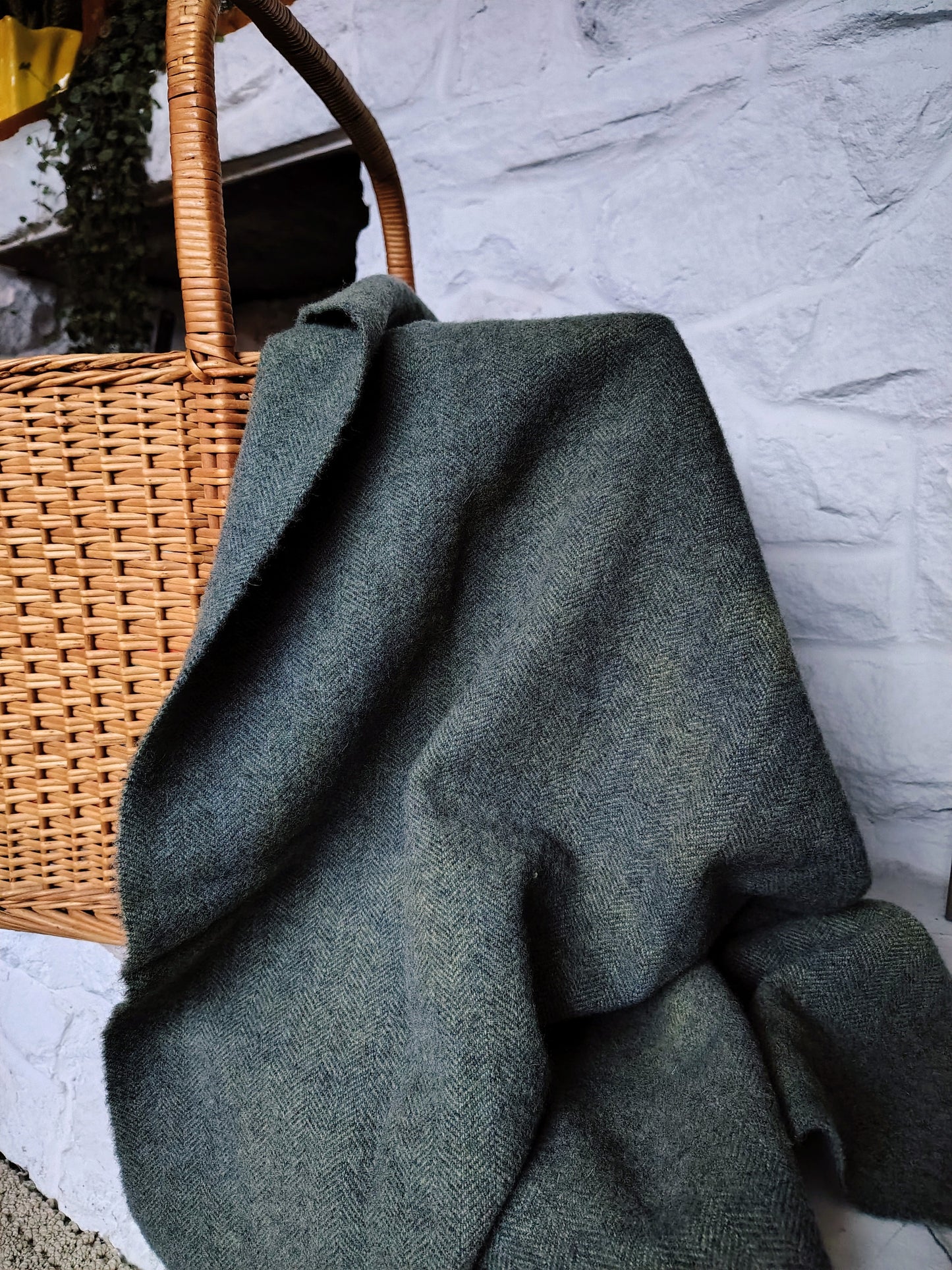 Herb Green Hand Dyed Herringbone Wool