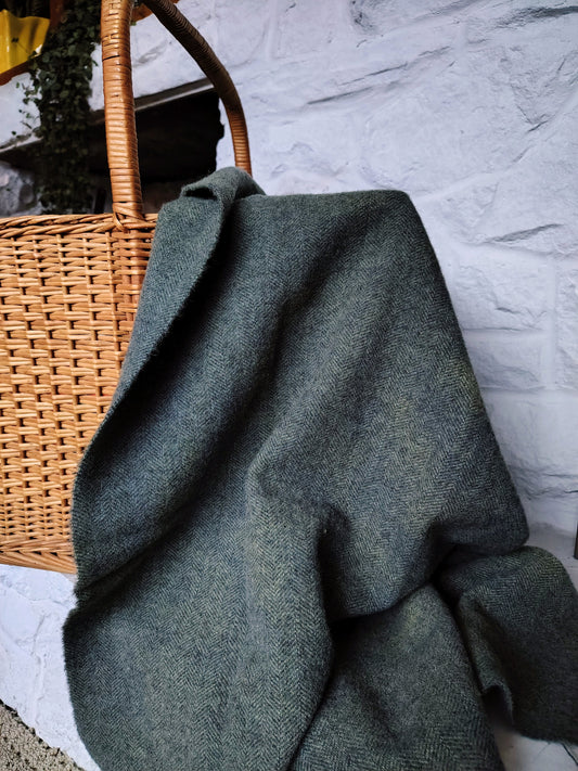 Herb Green Hand Dyed Herringbone Wool