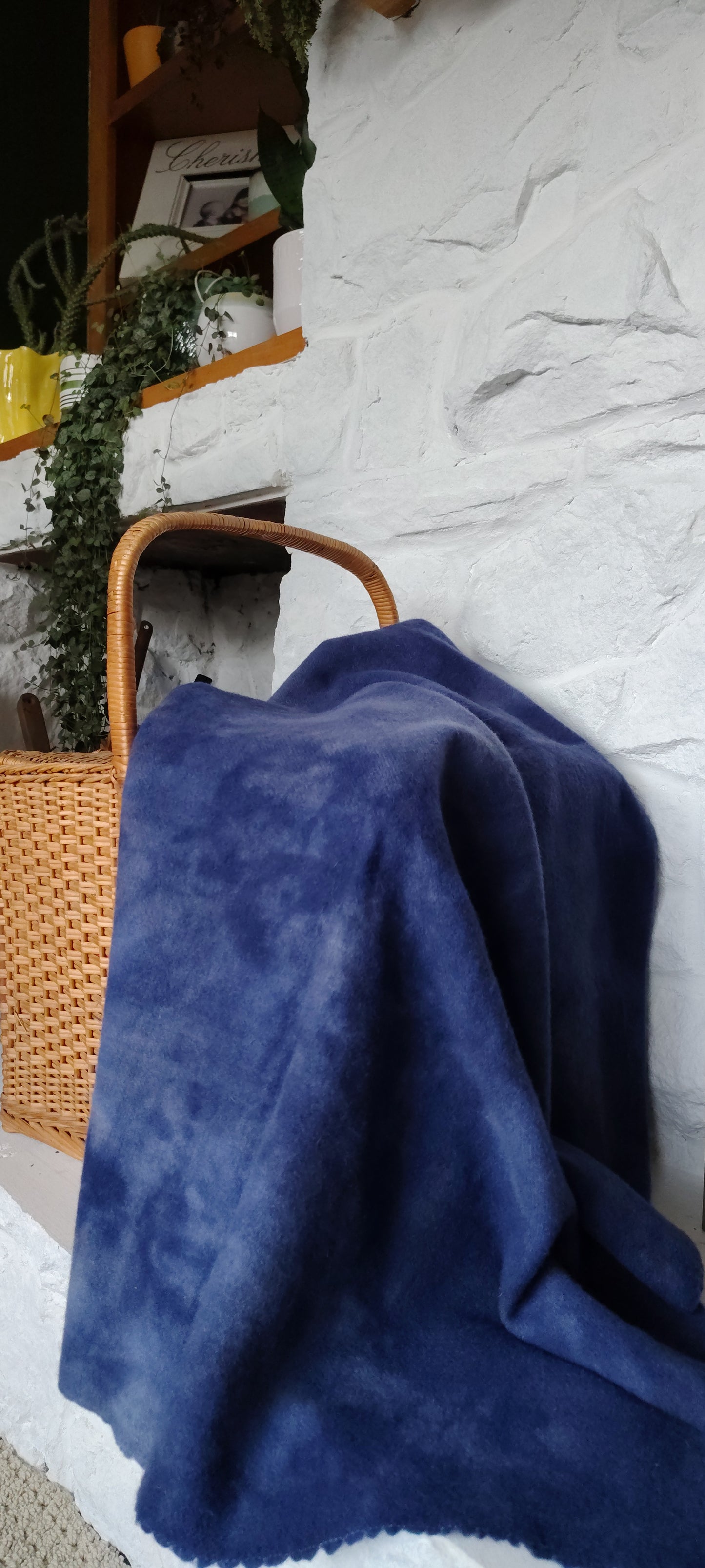 Navy Hand Dyed Plaid Wool