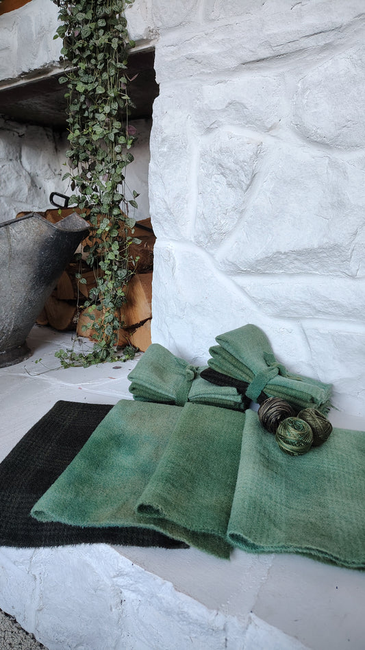 Evergreen Hand Dyed Wool Fat Sixteenth Bundle