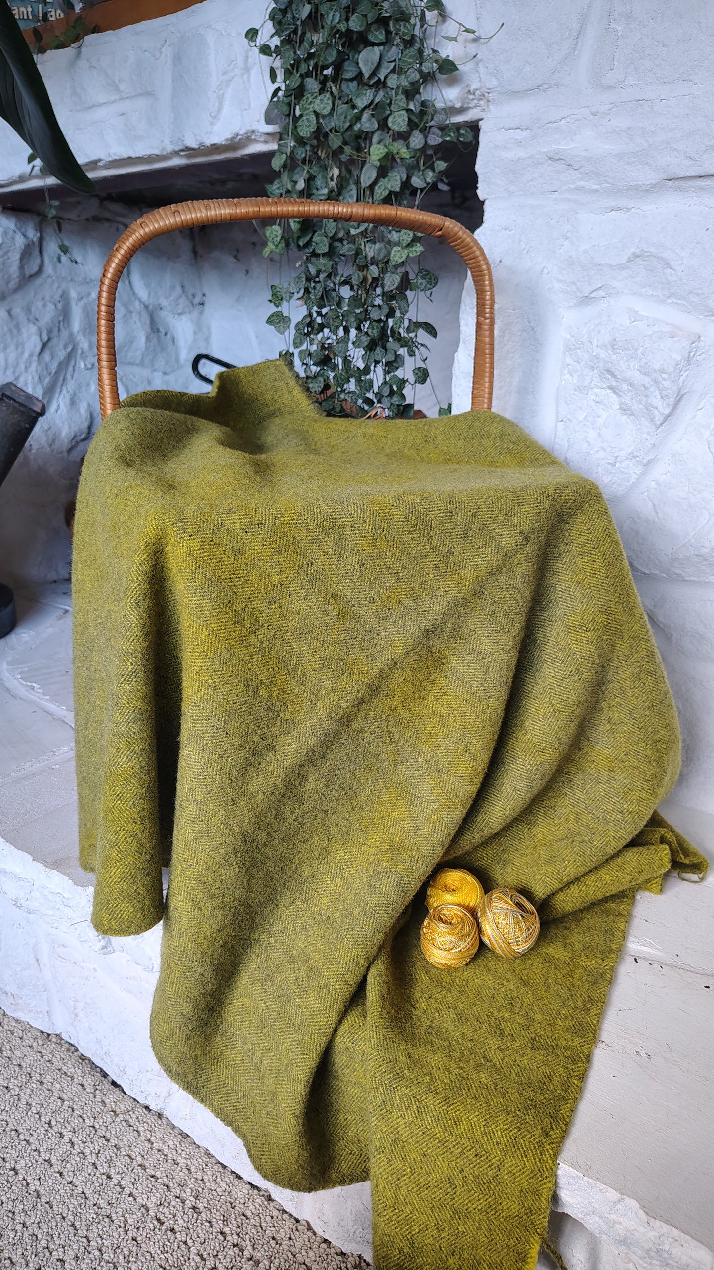 Sun Yellow Hand Dyed Herringbone Wool (Wholesale)