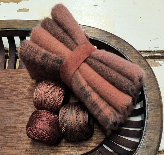 REDDISH BROWN BUNDLE Hand Dyed Wool