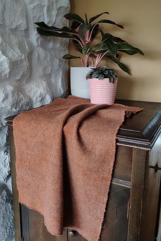 Bright Orange Hand Dyed Herringbone Wool