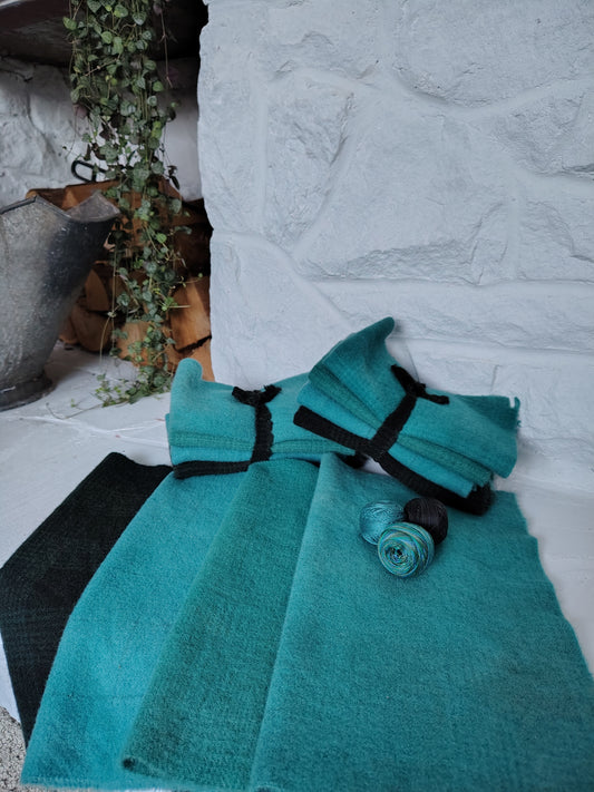 Forest Green Hand Dyed Wool Fat Eighth Bundle