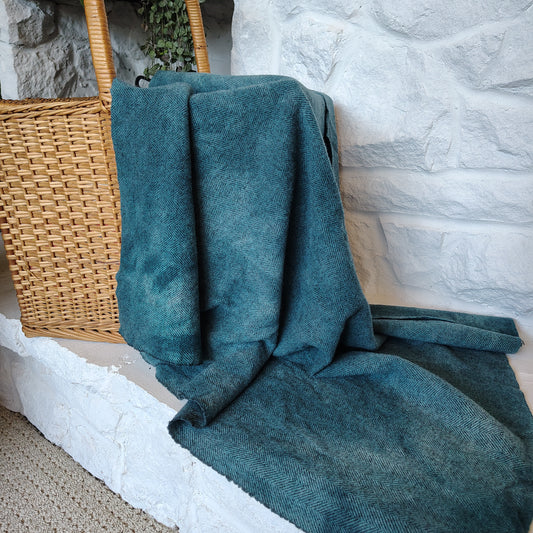 Teal Hand Dyed Herringbone Wool (Wholesale)