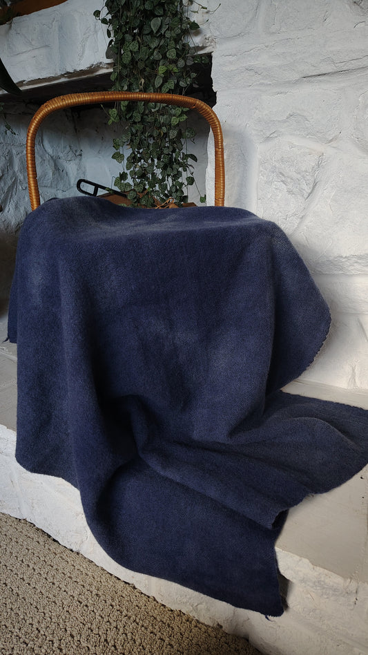 Navy Hand Dyed Herringbone Wool