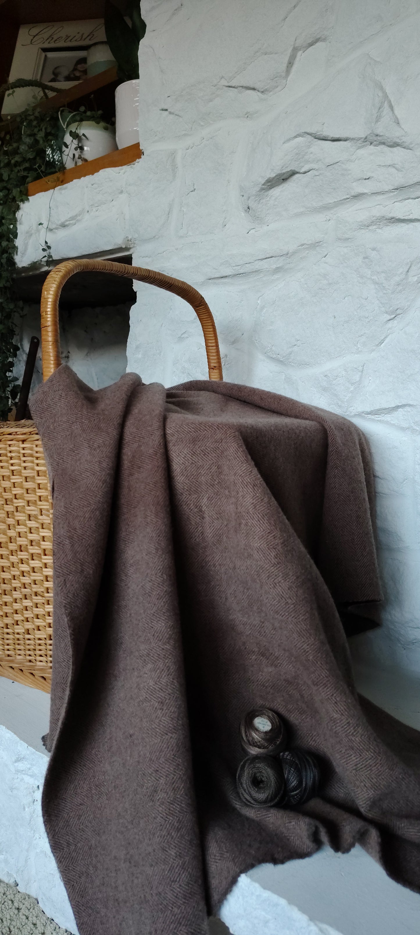 Seal Brown Hand Dyed Herringbone Wool