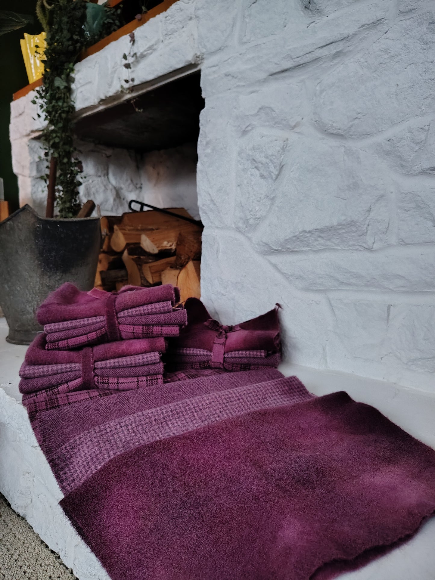 Plum Hand Dyed Wool Fat Eighth Bundle