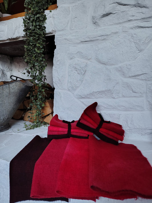 Bright Red Hand Dyed Wool Fat Eighth Bundle