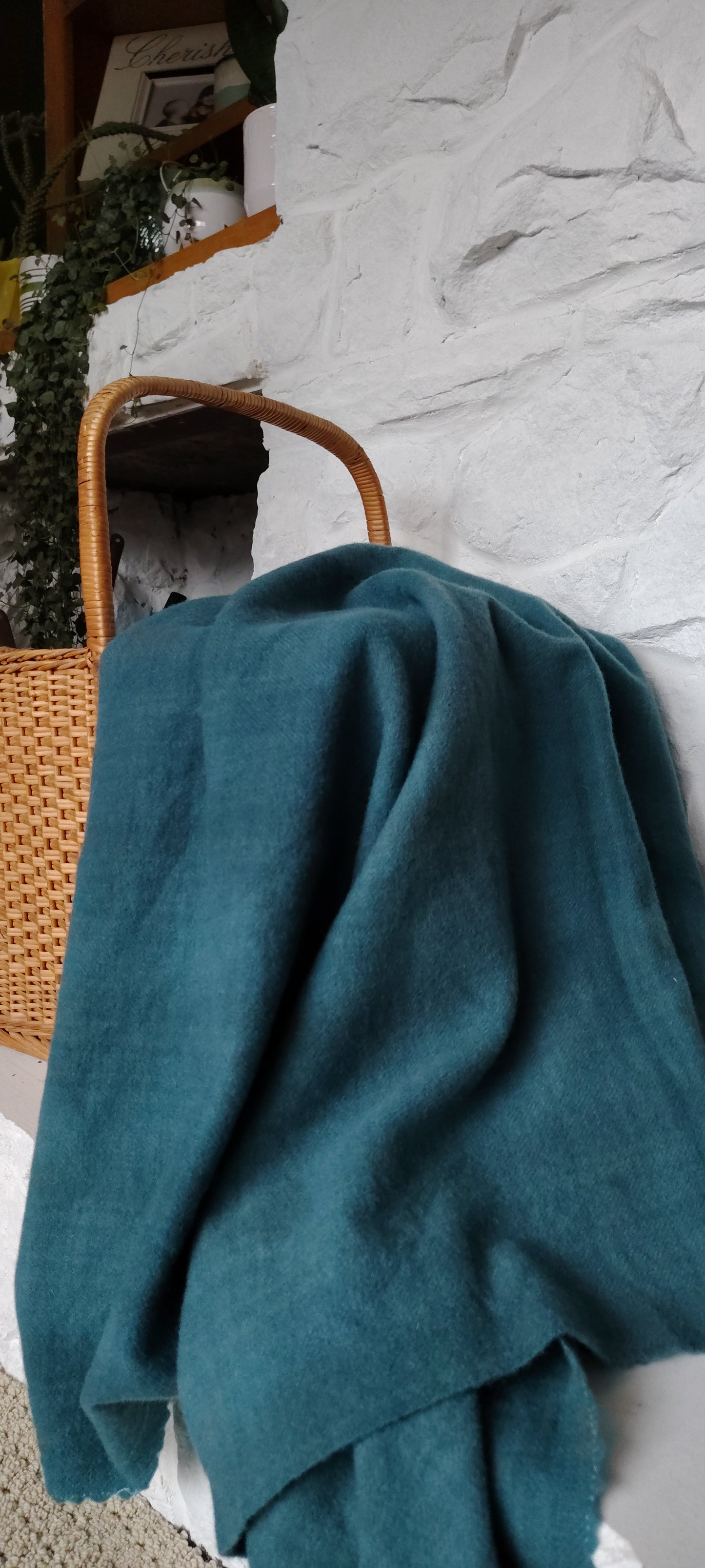 Teal Hand Dyed Plaid Wool