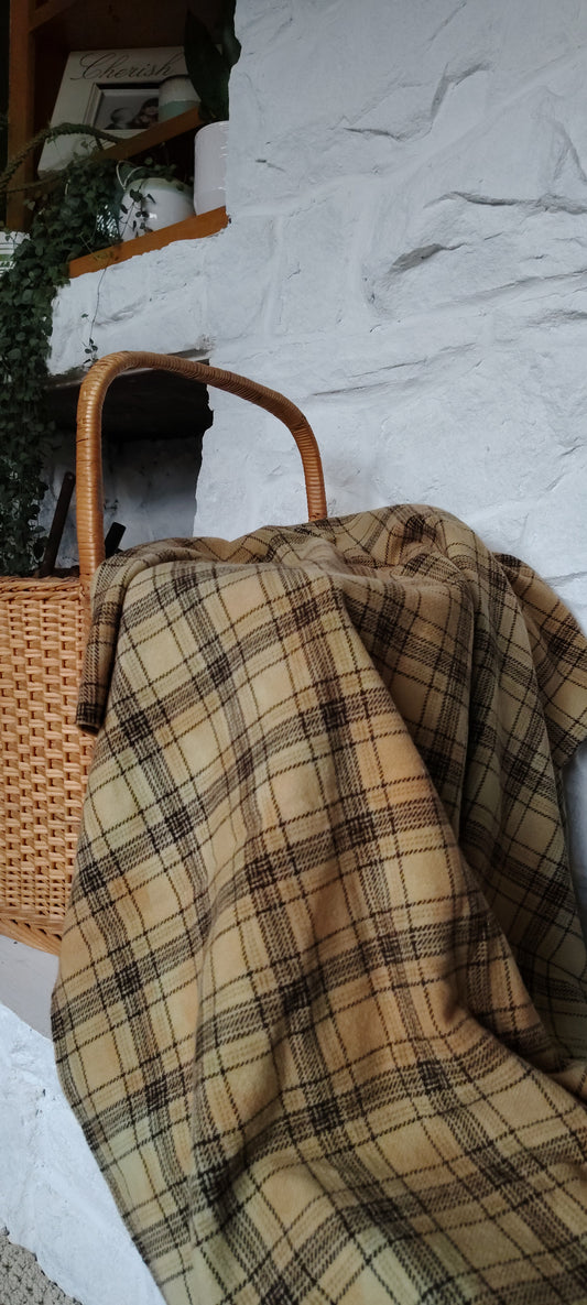 Tan Hand Dyed Glen Plaid Wool