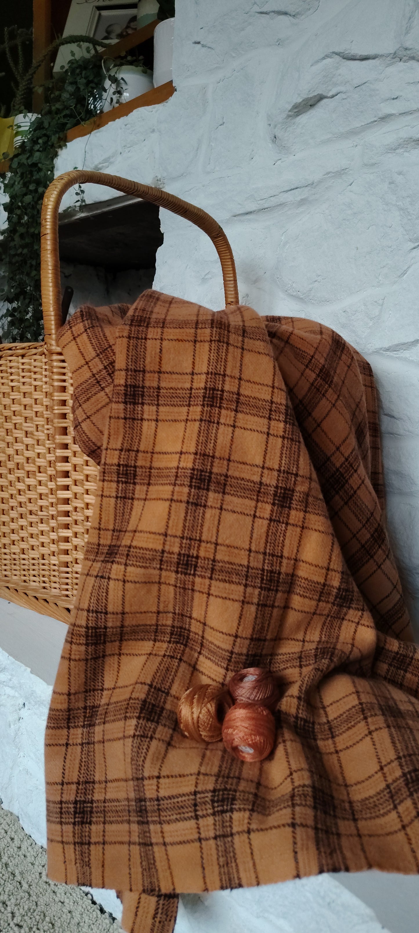 Caramel Hand Dyed Glen Plaid Wool
