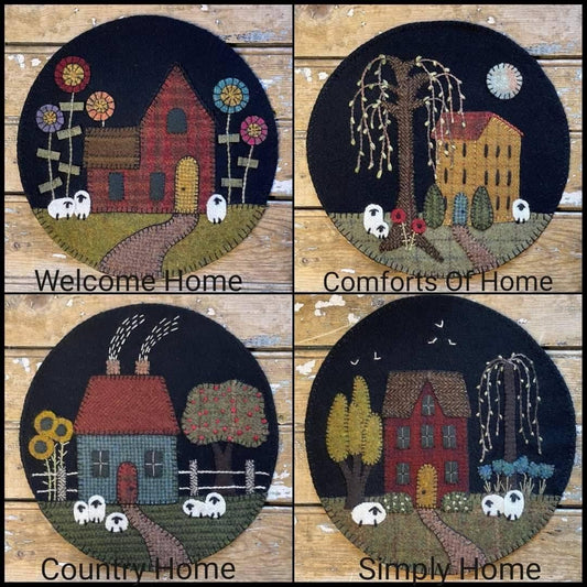 Set of Four "Home" Series Mats Paper Patterns - All About Ewe Wool Shop
