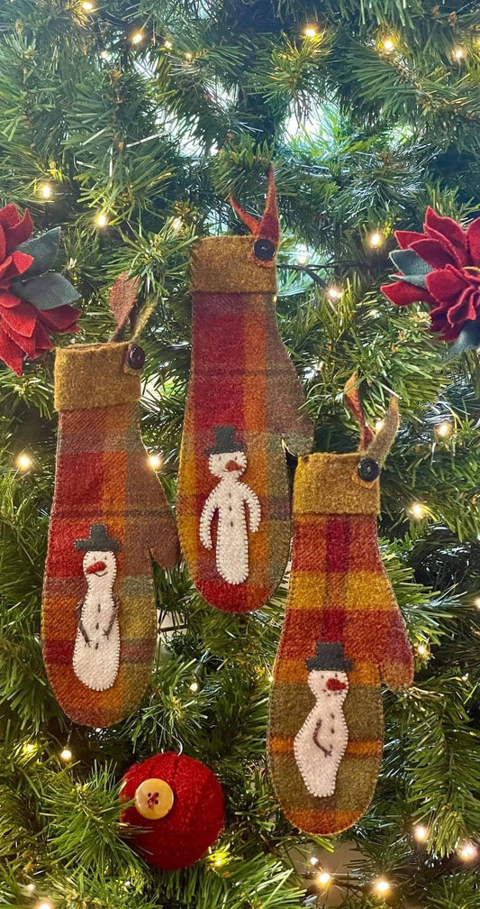 SNOWMEN MITTENS - Set of 3 Paper Pattern - All About Ewe Wool Shop