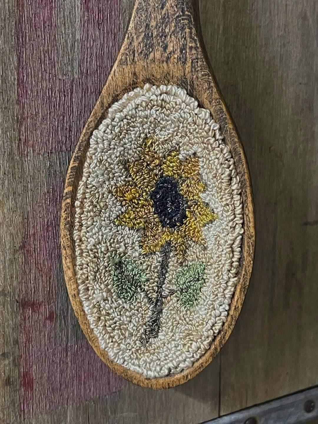SUNFLOWER SPOONER Pattern | Punch Needle | Needle Punch | Valdani Pearl Cotton Thread